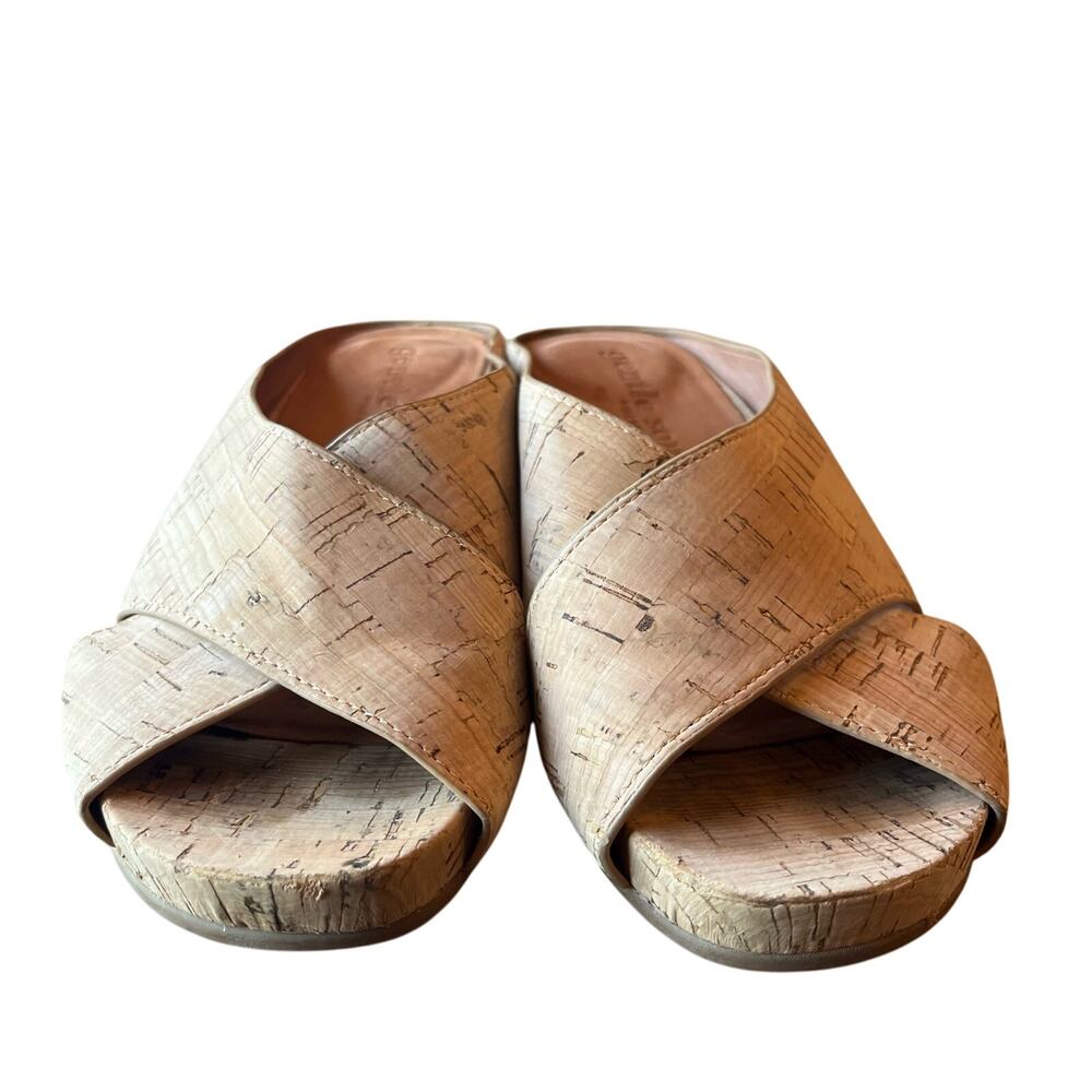 Gentle Souls Giselle X Brand Slides Size 7 Tan Brown Cork Wedge Open Toe Shoes - Picture 4 of 8